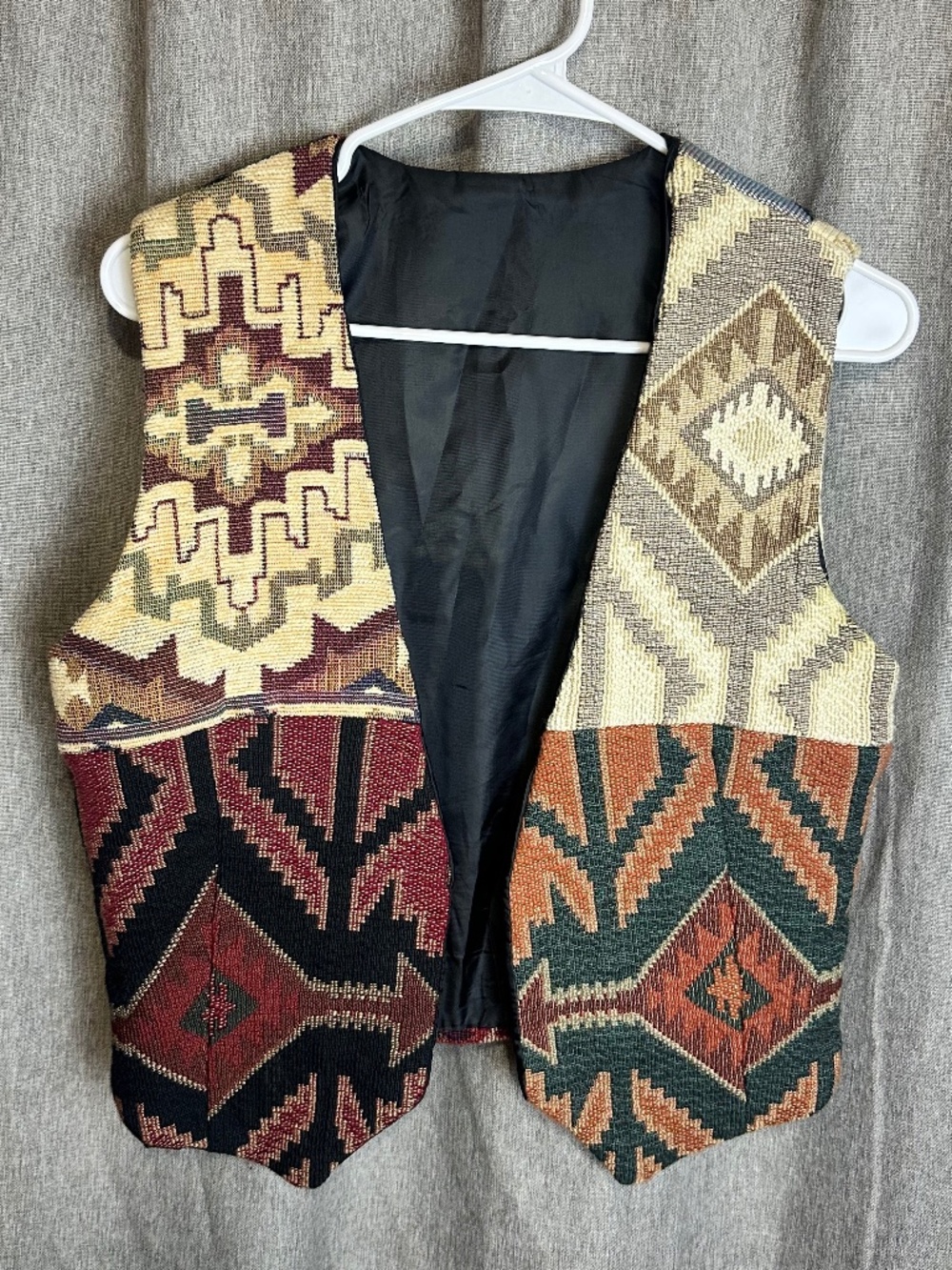 Vintage 90s Southwestern Tapestry Woven Vest Multicolor Aztec Boho